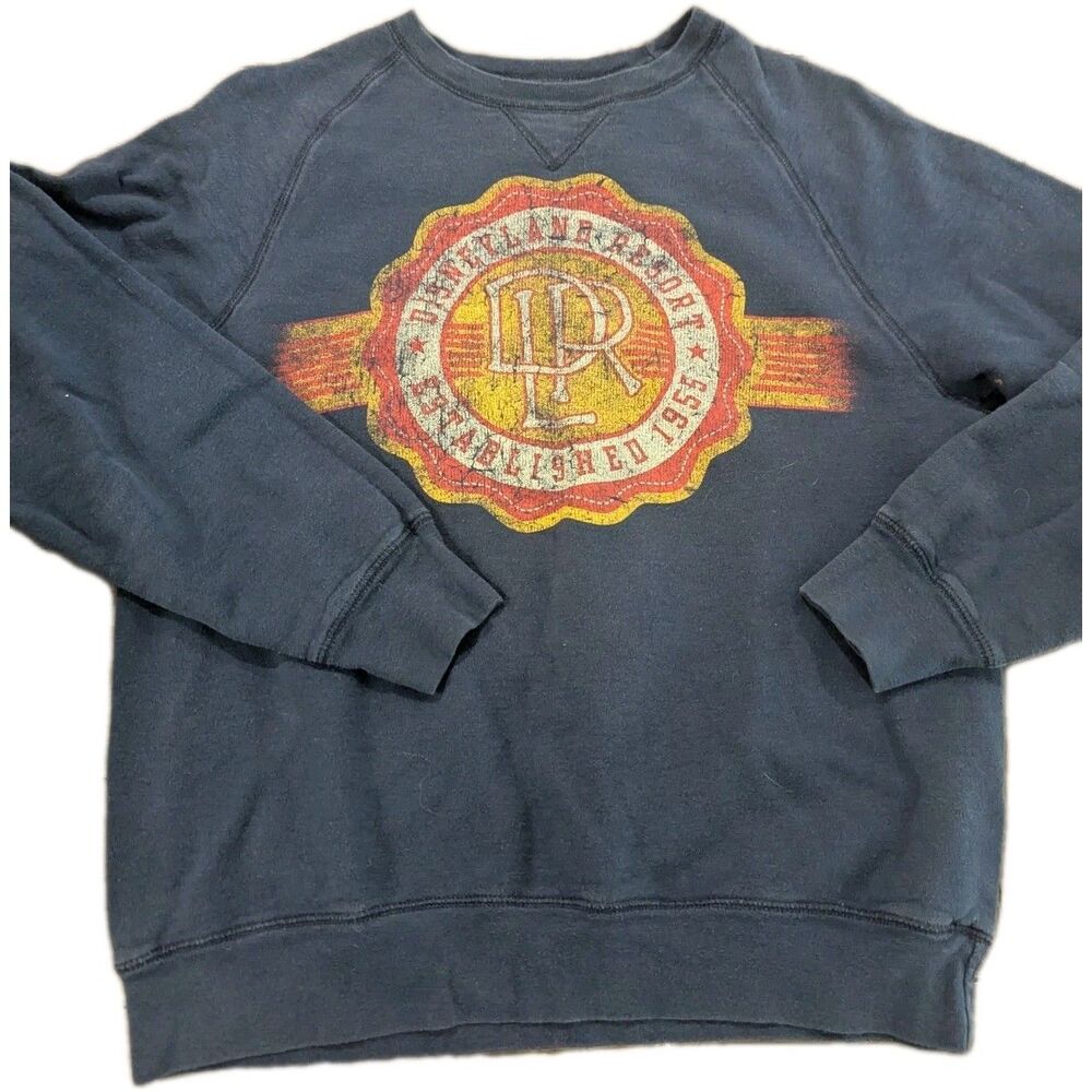Disneyland Resort DLR Sweatshirt Adult Medium Navy Factory Distressed Graphics